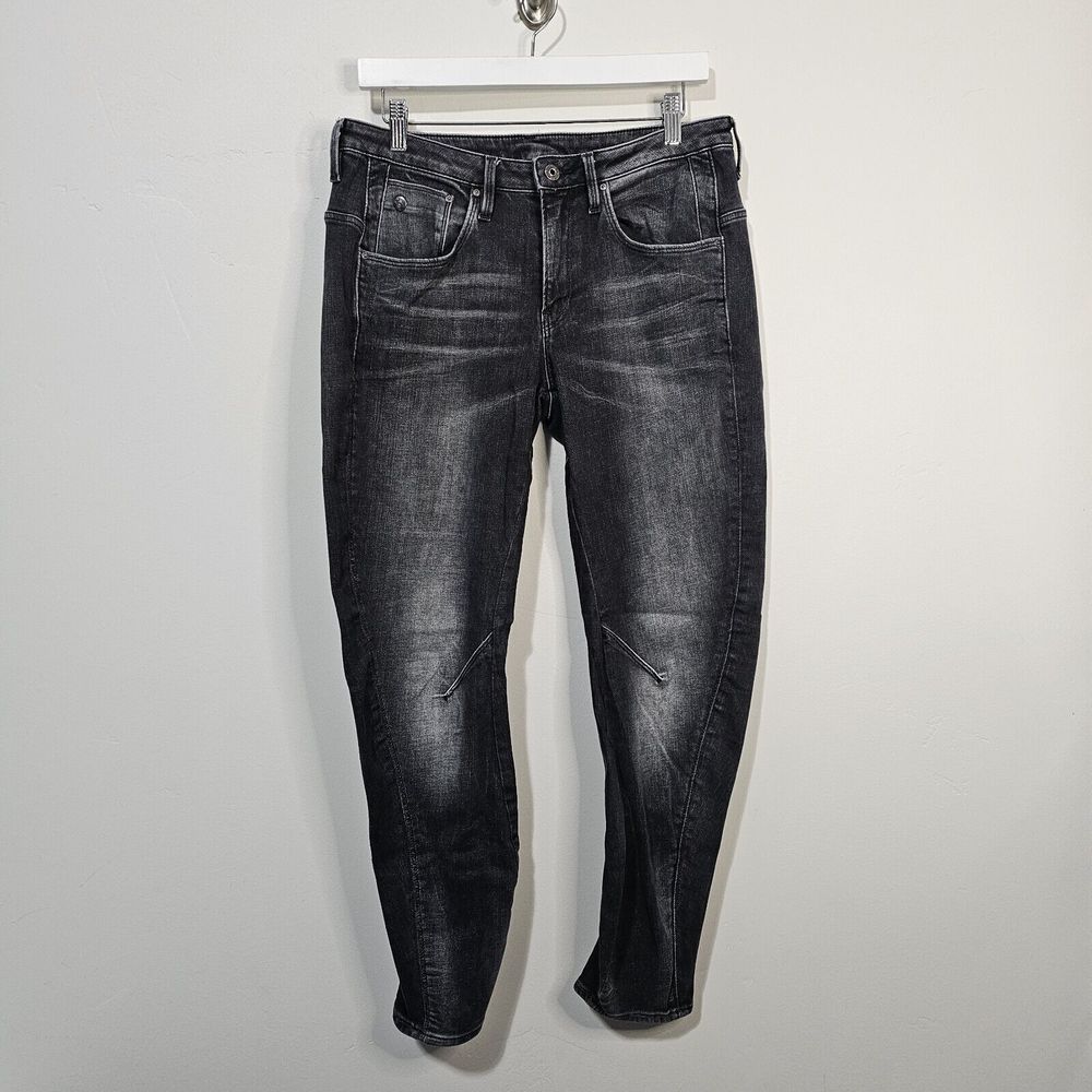 G-Star Raw ARC 3D Womens Low Boyfriend Jeans Size 27 Black Denim Stretch Tapered